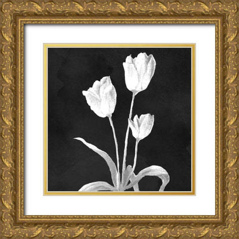 Stillness on Black Square I Gold Ornate Wood Framed Art Print with Double Matting by Marcon, Michael