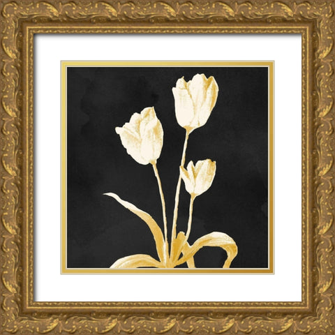 Yellow Stillness on Black Gold Ornate Wood Framed Art Print with Double Matting by Marcon, Michael