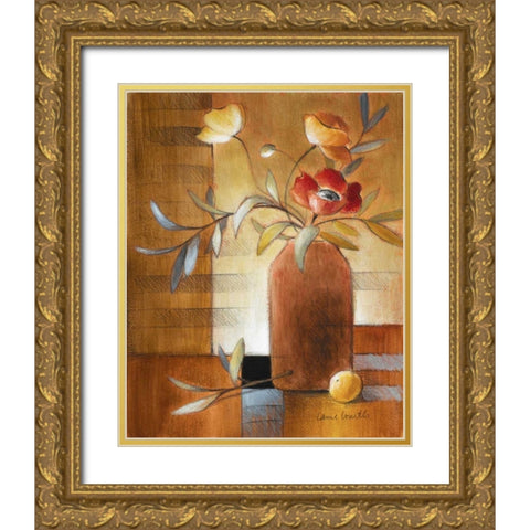 Afternoon Poppy Still Life II Gold Ornate Wood Framed Art Print with Double Matting by Loreth, Lanie