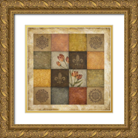 Color Swatch Blossom II Gold Ornate Wood Framed Art Print with Double Matting by Marcon, Michael