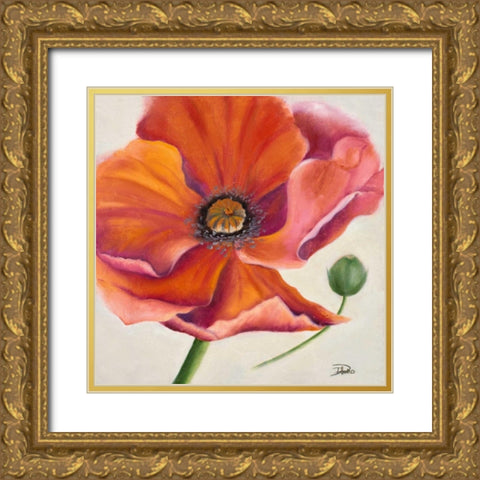 Poppy Flower II Gold Ornate Wood Framed Art Print with Double Matting by Pinto, Patricia