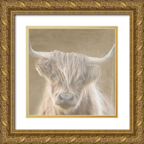 Soulful Bull Gold Ornate Wood Framed Art Print with Double Matting by Pinto, Patricia