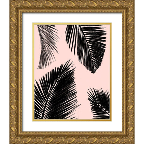 BarÃº Palm Pattern on Blush II Gold Ornate Wood Framed Art Print with Double Matting by Pinto, Patricia