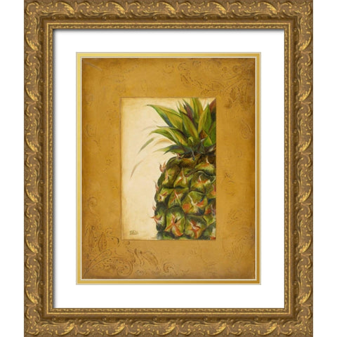 Media PiÃ±a I Gold Ornate Wood Framed Art Print with Double Matting by Pinto, Patricia