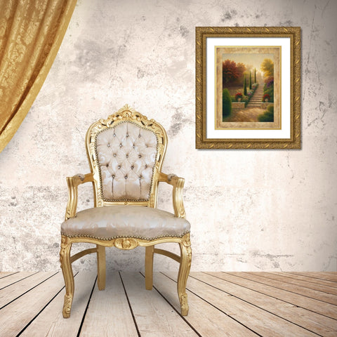 Viola Gardens Gold Ornate Wood Framed Art Print with Double Matting by Marcon, Michael