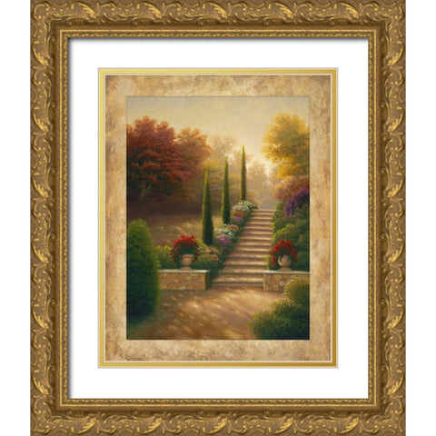 Viola Gardens Gold Ornate Wood Framed Art Print with Double Matting by Marcon, Michael