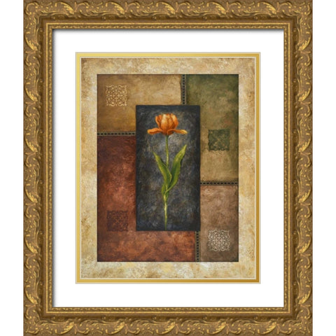 Orange Tulip Gold Ornate Wood Framed Art Print with Double Matting by Marcon, Michael