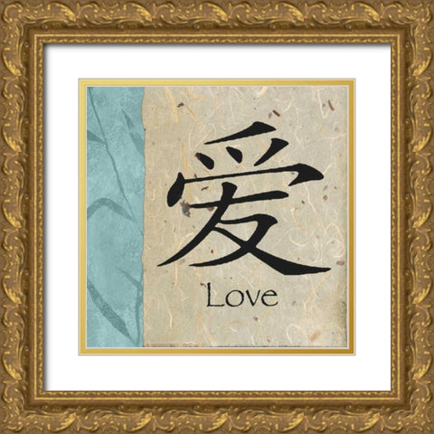 Love Gold Ornate Wood Framed Art Print with Double Matting by Marcon, Michael