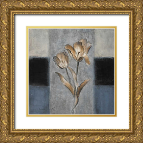 Tulips in Blue II Gold Ornate Wood Framed Art Print with Double Matting by Loreth, Lanie