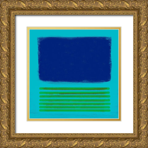 Teal Metamorphosis Gold Ornate Wood Framed Art Print with Double Matting by Pinto, Patricia