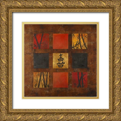 Happiness Gold Ornate Wood Framed Art Print with Double Matting by Pinto, Patricia