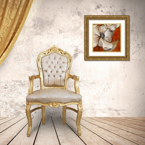 Magnolias with Spice Gold Ornate Wood Framed Art Print with Double Matting by Loreth, Lanie