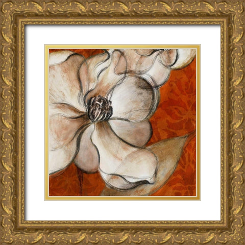 Magnolias with Spice Gold Ornate Wood Framed Art Print with Double Matting by Loreth, Lanie