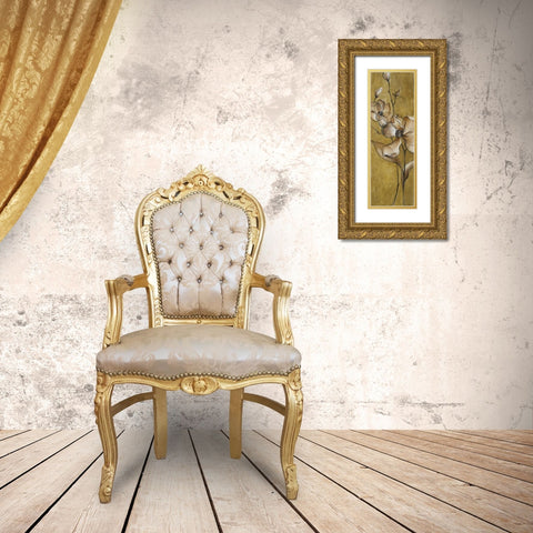 Translucent Magnolias on Gold Gold Ornate Wood Framed Art Print with Double Matting by Loreth, Lanie