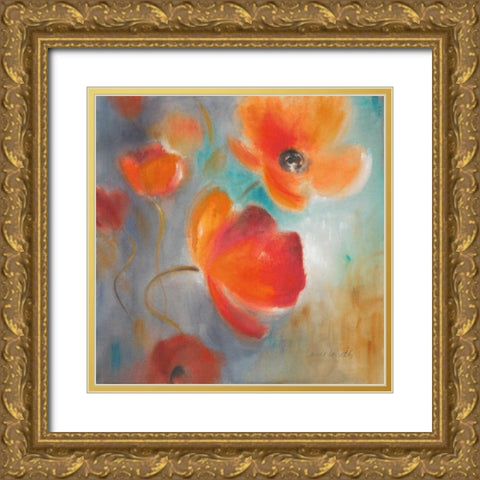 Scarlet Poppies in Bloom I Gold Ornate Wood Framed Art Print with Double Matting by Loreth, Lanie