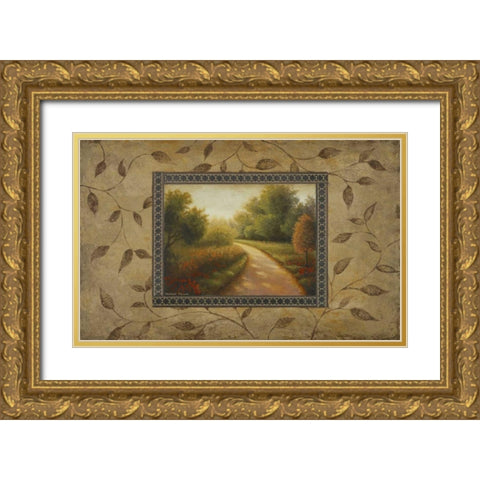 New Country Road Gold Ornate Wood Framed Art Print with Double Matting by Marcon, Michael
