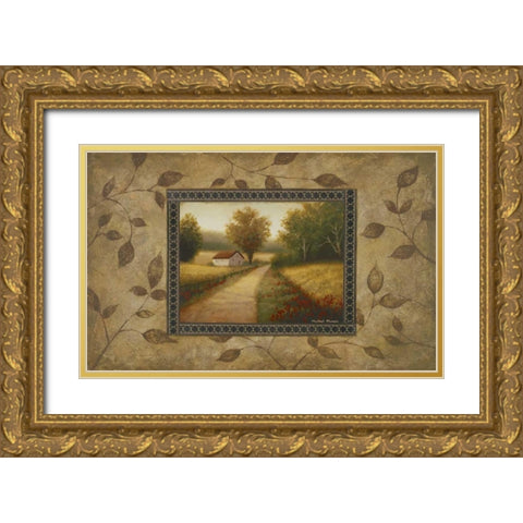 New Country Glimpse Gold Ornate Wood Framed Art Print with Double Matting by Marcon, Michael