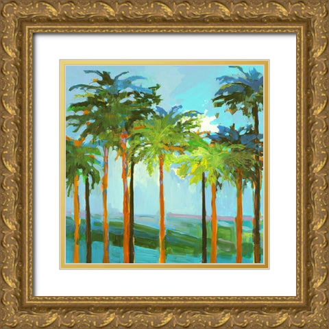 Sunny Palm Trees Gold Ornate Wood Framed Art Print with Double Matting by Slivka, Jane