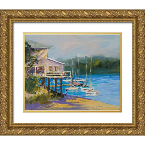 Bait Shack Gold Ornate Wood Framed Art Print with Double Matting by Slivka, Jane