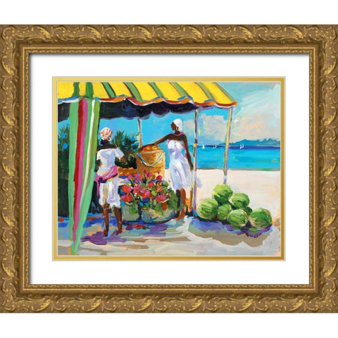 Tropical Fruits Gold Ornate Wood Framed Art Print with Double Matting by Slivka, Jane