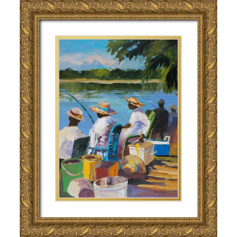 Fishing II Gold Ornate Wood Framed Art Print with Double Matting by Slivka, Jane