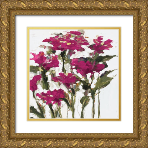 Plum Wild Flowers Gold Ornate Wood Framed Art Print with Double Matting by Slivka, Jane