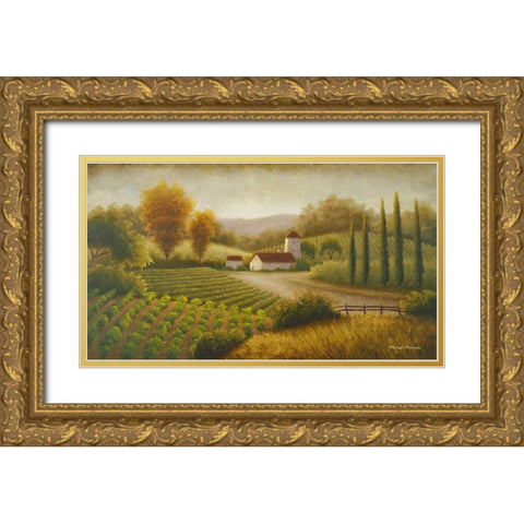 Vineyard In The Sun II Gold Ornate Wood Framed Art Print with Double Matting by Marcon, Michael