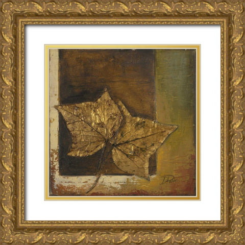 Golden Leaves I Gold Ornate Wood Framed Art Print with Double Matting by Pinto, Patricia