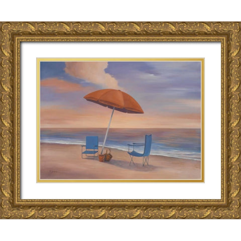 Day By The Shore Gold Ornate Wood Framed Art Print with Double Matting by Rhyan, Vivien