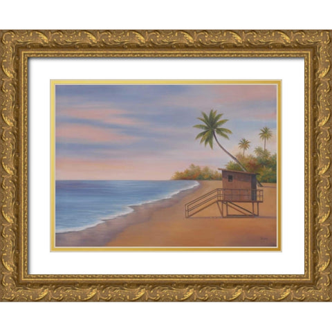 Tropical Beach II Gold Ornate Wood Framed Art Print with Double Matting by Rhyan, Vivien
