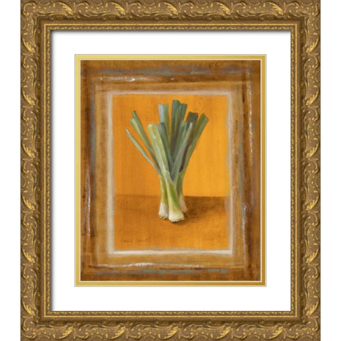 Leeks On Gold Gold Ornate Wood Framed Art Print with Double Matting by Loreth, Lanie