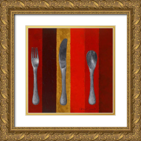 Bon Appetit Stripes I Gold Ornate Wood Framed Art Print with Double Matting by Loreth, Lanie