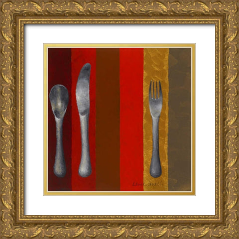 Bon Appetit Stripes II Gold Ornate Wood Framed Art Print with Double Matting by Loreth, Lanie