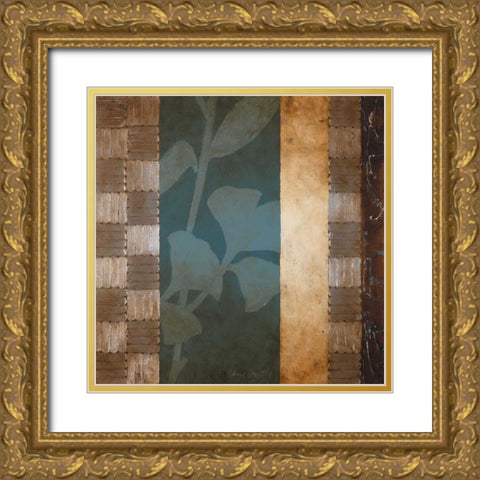 Urban Garden V in Teal Gold Ornate Wood Framed Art Print with Double Matting by Loreth, Lanie