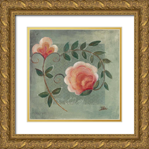 Ornaments in Green I Gold Ornate Wood Framed Art Print with Double Matting by Pinto, Patricia