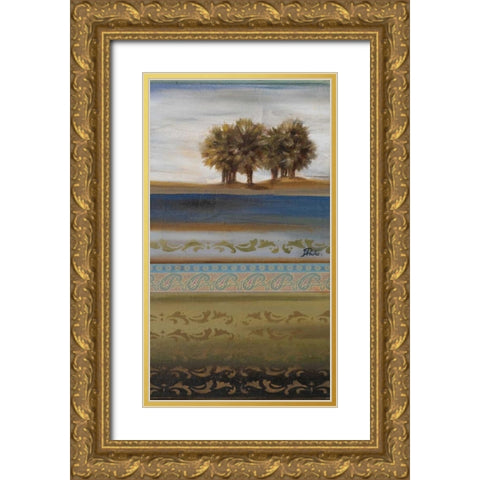 Desert Palms I Gold Ornate Wood Framed Art Print with Double Matting by Pinto, Patricia