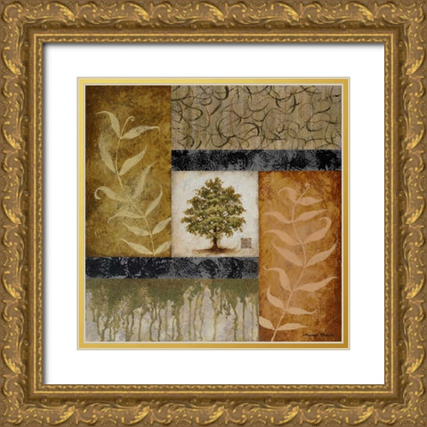 New Growth I Gold Ornate Wood Framed Art Print with Double Matting by Marcon, Michael
