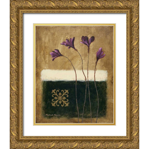 Color Field Blossom I Gold Ornate Wood Framed Art Print with Double Matting by Marcon, Michael