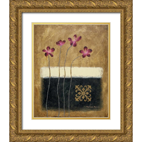 Color Field Blossom II Gold Ornate Wood Framed Art Print with Double Matting by Marcon, Michael
