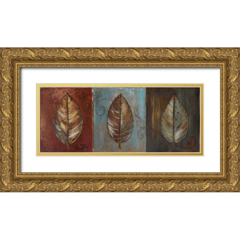 New Leaf Panel I Gold Ornate Wood Framed Art Print with Double Matting by Pinto, Patricia