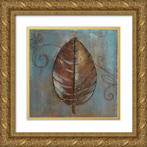 New Leaf V Gold Ornate Wood Framed Art Print with Double Matting by Pinto, Patricia