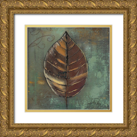 New Leaf I (green) Gold Ornate Wood Framed Art Print with Double Matting by Pinto, Patricia