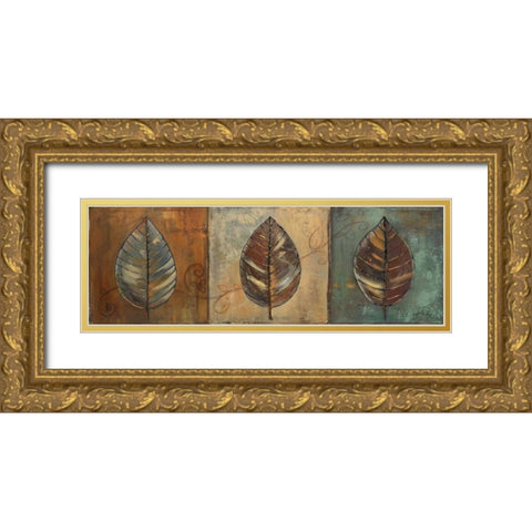New Leaf Panel II Gold Ornate Wood Framed Art Print with Double Matting by Pinto, Patricia