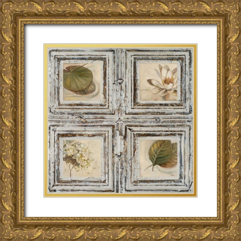 Flowers and Leaves II Gold Ornate Wood Framed Art Print with Double Matting by Pinto, Patricia