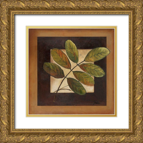 Leaves Over Brown II Gold Ornate Wood Framed Art Print with Double Matting by Pinto, Patricia