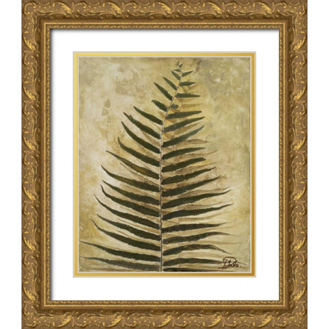 Ferns III Gold Ornate Wood Framed Art Print with Double Matting by Pinto, Patricia