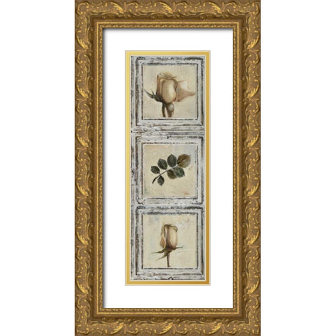 Flowers and Leaves III Gold Ornate Wood Framed Art Print with Double Matting by Pinto, Patricia