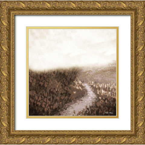 Field Blossom Illusion Abstract Gold Ornate Wood Framed Art Print with Double Matting by Marcon, Michael