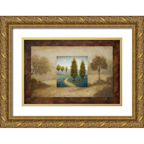 Field Blossom Illusion Gold Ornate Wood Framed Art Print with Double Matting by Marcon, Michael