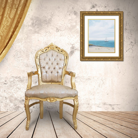 Shoreline Sailing I Gold Ornate Wood Framed Art Print with Double Matting by Rhyan, Vivien